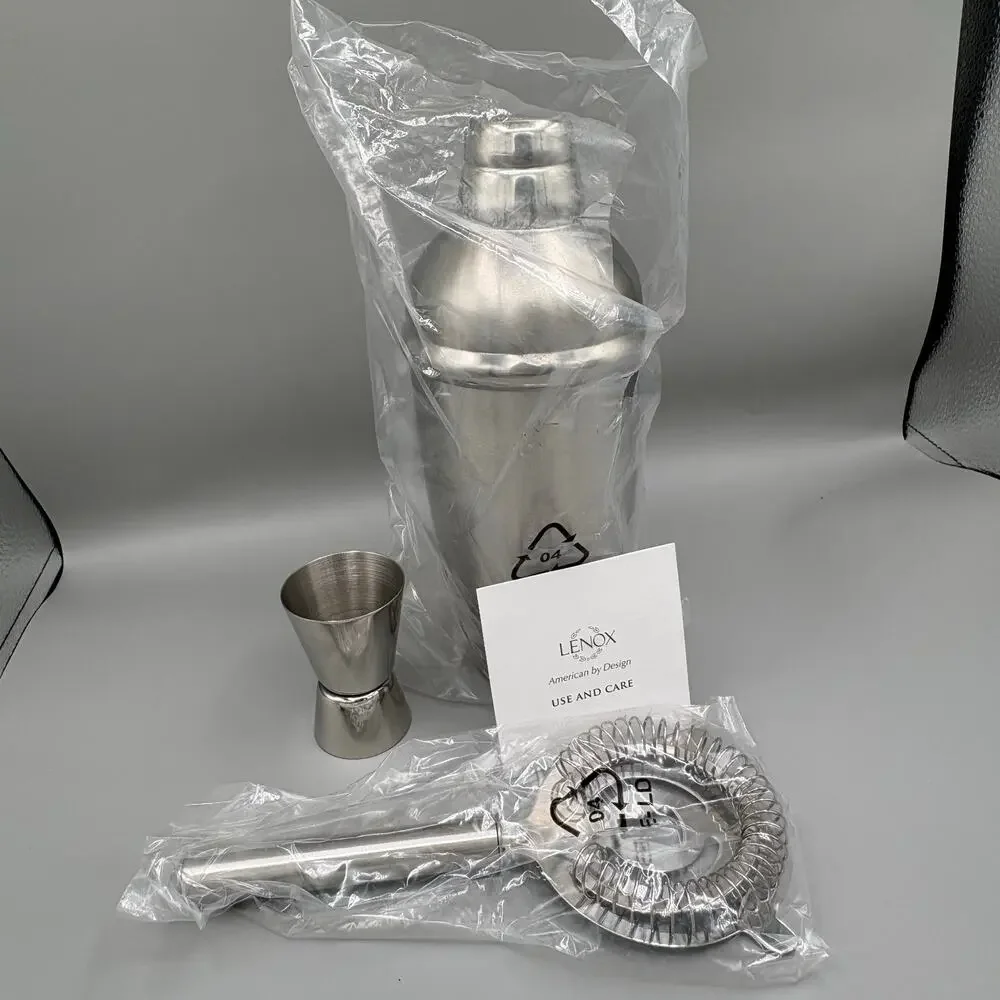Lenox Tuscany Classics Collection Stainless Steel Cocktail Shaker Set New